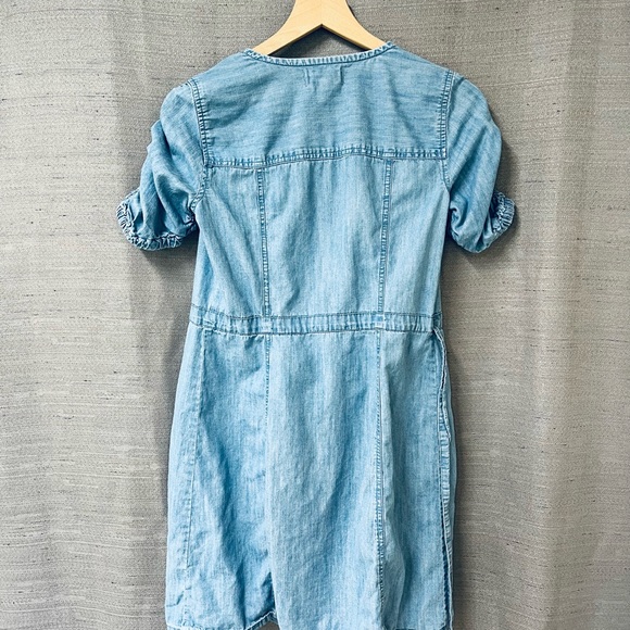 Madewell Ellsworth Wash Denim Wrap Dress with Ruched Sleeves in XS - Picture 5 of 7